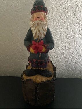 Vintage  Folk Art 8” Santa Claus Figurine Hand-Paint Old World Christmas Decor